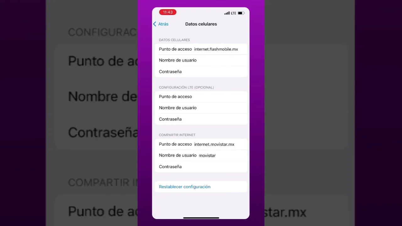 Actualiza el APN de tu Iphone para pa Red de Datos Flash Mobile