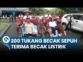 Lagu Konvoi Tukang Becak Mewarnai Penyaluran Bantuan Becak Listrik Dari Prabowo Subianto di Tulungagung