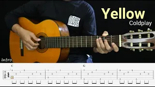 Download Yellow - Coldplay - Fingerstyle Guitar Tutorial TAB + Chords + Lyrics MP3
