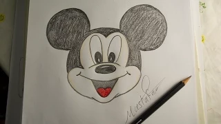 تعلم الرسم الدرس الاول كيفية رسم ميكي ماوس بالرصاص والالوان 