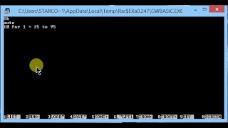 write a program in gw basic to use for next loop 15 to 95 step 2