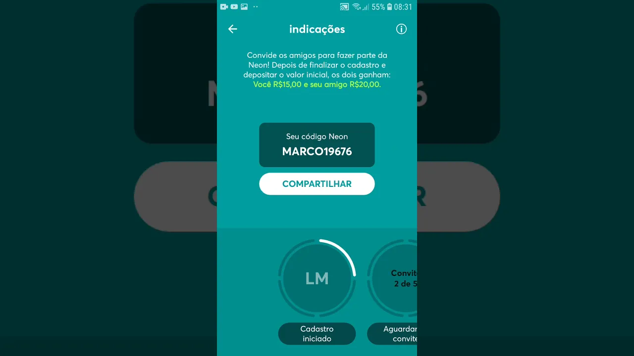 ABRA SUA CONTA NEON CARTÃO DÉBITO E CRÉDITO APÓS ABERTURA POR INDICAÇÃO VC GANHA 20 LINK DESCRIÇÃO