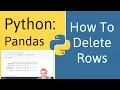 How to Remove a Row From a Data Frame in Pandas Python