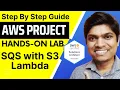 AWS SQS in Hindi AWS Project Hands-On Lab for SQS with S3 and Lamda Function Integration