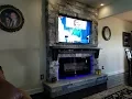 New Fireplace and T V in the Familyroom and how I built it Airstone from Lowes TV is Samsung