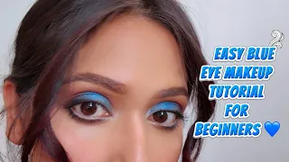 Most Easy Blue Eye Makeup Tutorial for Beginners 💙