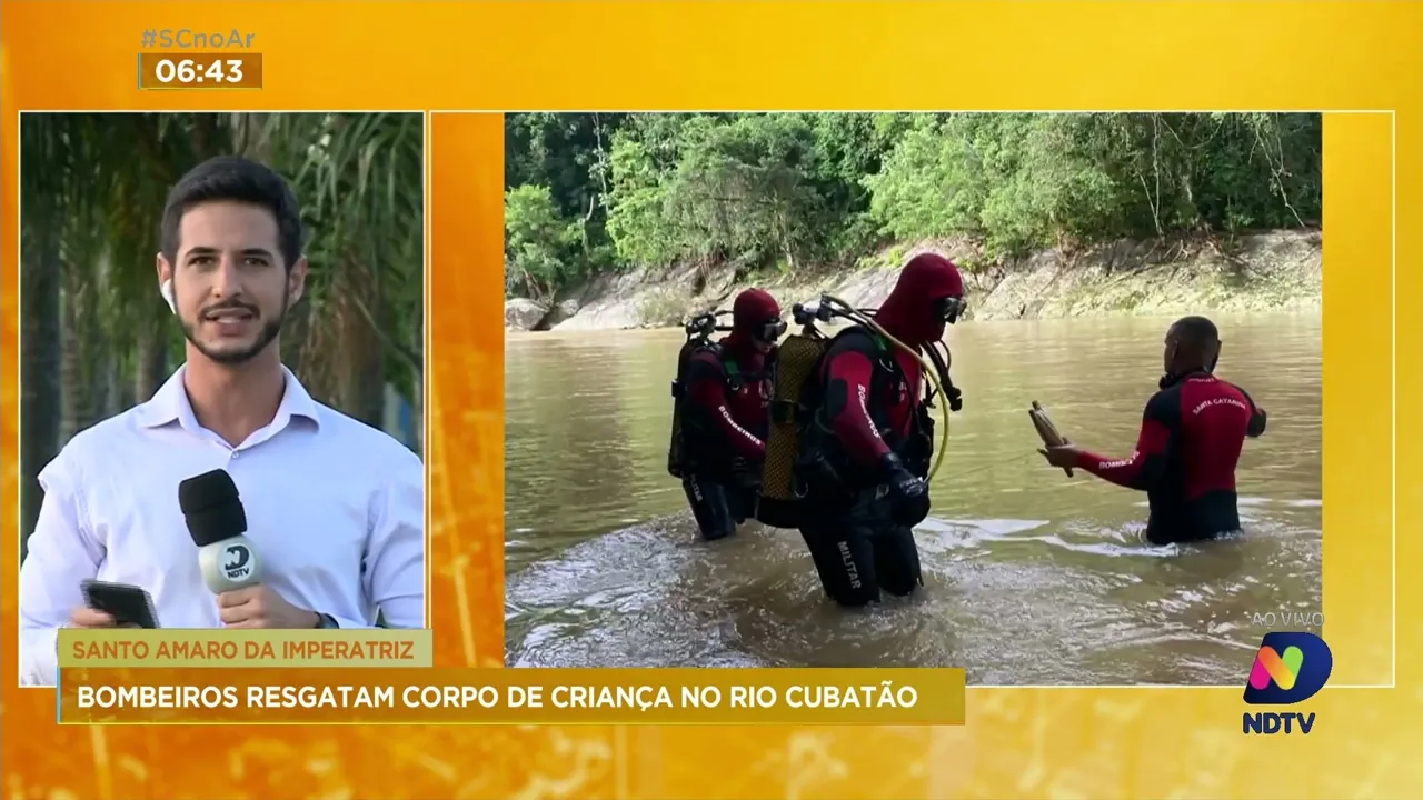 Bombeiros resgatam corpo de menino desaparecido em rio de Santo Amaro da Imperatriz no início do mês