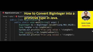 How to Convert BigInteger into a primitive type in Java