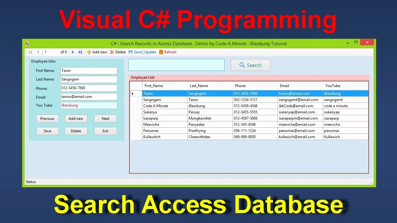 How to Search Records in Access Database using C#