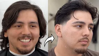 How to CUT Mens Hair with Scissors and Clippers Brush Back Low Taper Beginning Barber Tutorial