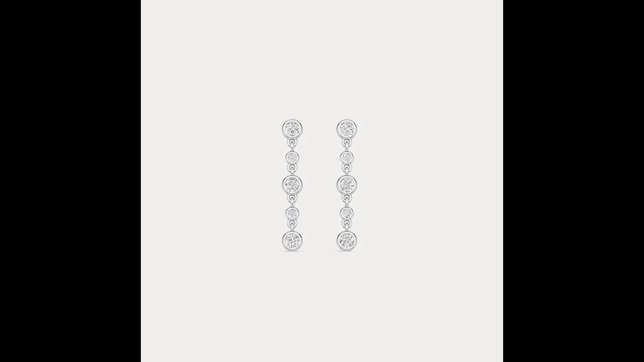 Graduated Bezel Set 5 Round Lab-Grown Diamond Drop Earrings in Sterling Silver