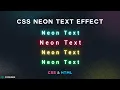 Simply Create Eye-Catching Neon Text Effects with HTML CSS