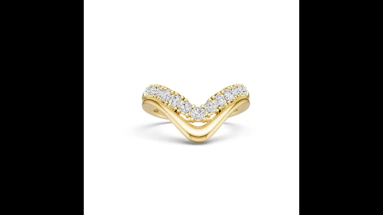 Chevron V-Shaped Lab-Grown Diamond Ring in Sterling Silver