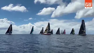 IMOCA Return To Base Transat Race Leaders near Lorient Finish at La Base.