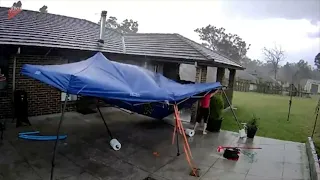 Person Narrowly Escapes Flying Trampoline During Violent Storm - 1486584