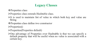 58 Legacy Classes Interface in Java Dictionary HashTable Vector Properties Enumeration