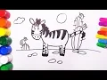 Draw and Coloring Zebra Learn Colors Drawings for Children