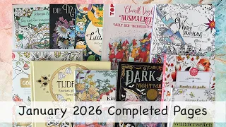 My completed pages from January 2026 Adult Coloring
