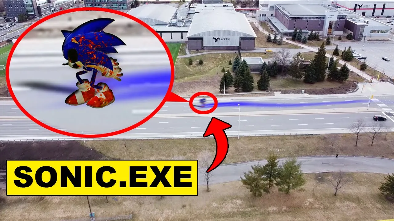 DRONE CATCHES SONIC.EXE RUNNING ON ROAD| SONIC.EXE CAUGHT ON A DRONE IN REAL LIFE! [IS SONIC REAL?!]