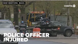 Officer involved in police funeral escort struck by vehicle in New Bedford