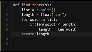 Python - Shortest Word Codewars 7KYU