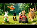 Download Lagu Kitten rides red tractor 🚜🚁 | Mama Cat Trims Fur on the Farm and Makes Tiger Hat For Kittens At Home