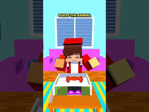 JJ on the Animal Guess Challenge! Mystery Box! 🐱  #minecraft #animation