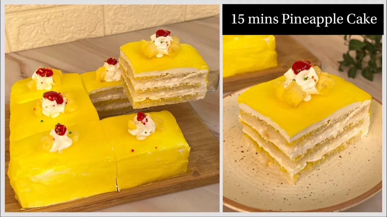 Just 15 Mins Pineapple Pastry With 3 ingredients   No Bake, No kadai, No Eggs Instant Pineapple Cake