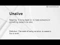 Unalive Meaning