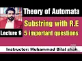 What are Substring with R E 5 important Questions Urdu Hindi Lecture 9 Exam Preparation
