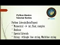 Python Basics 6 - Python Literals