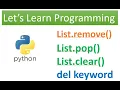 Python Remove elements from list pop remove clear del keyword