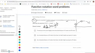KA Function Notation Word Problems