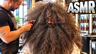 RELAX AS 15 YEARS OF HAIR AND BEARD COME OFF! 😱 AN EXTREME ASMR TRANSFORMATION!