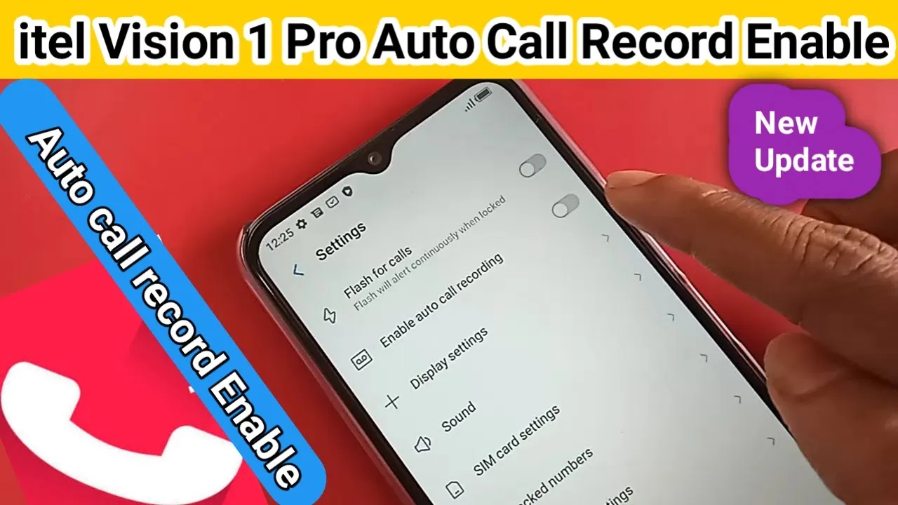 itel vision 1 pro auto call Recording Enable