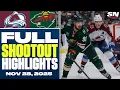 Lagu Colorado Avalanche at Minnesota Wild | FULL Shootout Highlights - November 28, 2025