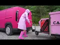 ☔️ CAMPING IN THE RAIN WITH A NEW PINK 3-ROOM TENT TRAILER