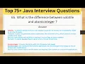 Top 75 Tricky Java Interview Questions What is the difference between Volatile and Atomicinteger