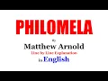 PHILOMELA BY MATTHEW ARNOLD IN ENGLISH LINE BY LINE EXPLANATION AND FULL ANALYSIS