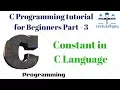 C Programming tutorial for Beginners Part 3 Constant in C Language Hindi English