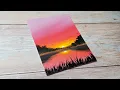 Lagu dreamy sunset sky / easy acrylic painting ideas for beginners ✨️