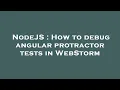 NodeJS How to debug angular protractor tests in WebStorm