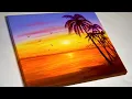 Sunset Beach Painting Sunset Landscape Painting for Beginners
