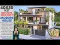 40x50 Feet Modern 5BHK House Design Double Parking Library Home Gym ID-243