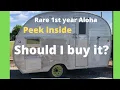 EP 59 Vintage Aloha camper Retro RV Travel trailer tour walk around Rare first year model