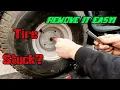How To Remove A Stuck Riding Mower Or Snowblower Tire Rim Tire Easily Get The Wheel Off