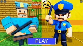 BRAWL STARS BARRY Vs MINECRAFT BARRY in BARRY'S PRISON RUN! New Scary Obby (#Roblox)
