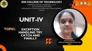 Exception Handling TRY Catch anf Finally OOPS SNS Institutions