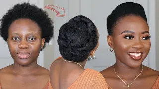 simple and elegant natural hairstyle on short 4c hair under 5 minutes updo 