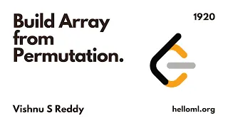 Build Array from Permutation - Solution to Problem Vishnu S Reddy